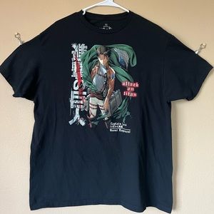 Attack On Titan Captain Levi | Men's Size: XL T-Shirt | Black Graphic Tee
